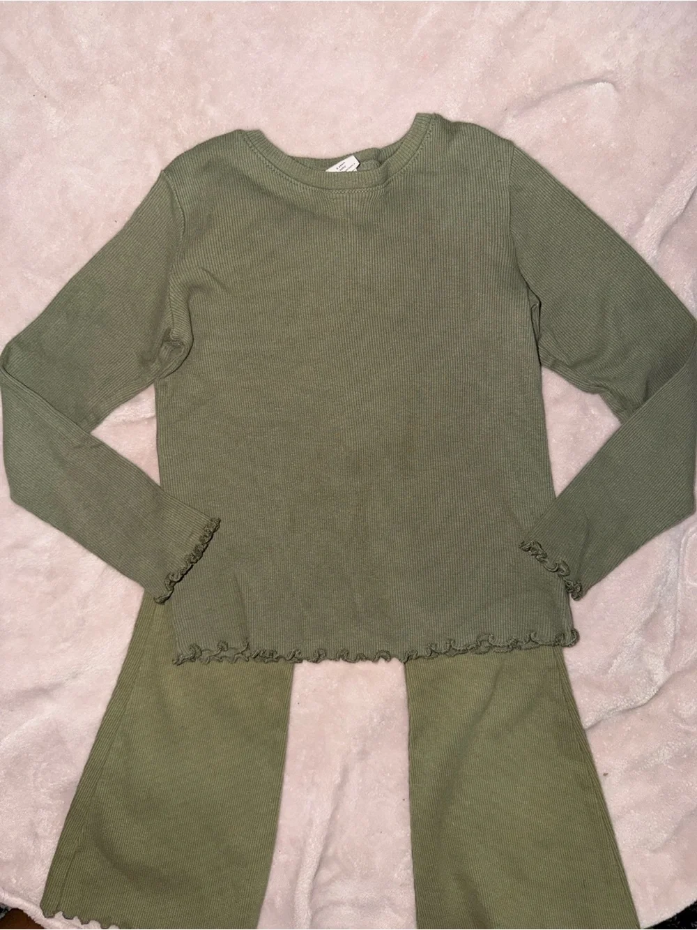 GAP Olive Green Ribbed Flare Kids Pants